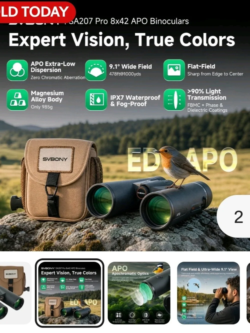 Black Binoculars with Brown Carry Case - High-Definition Optics